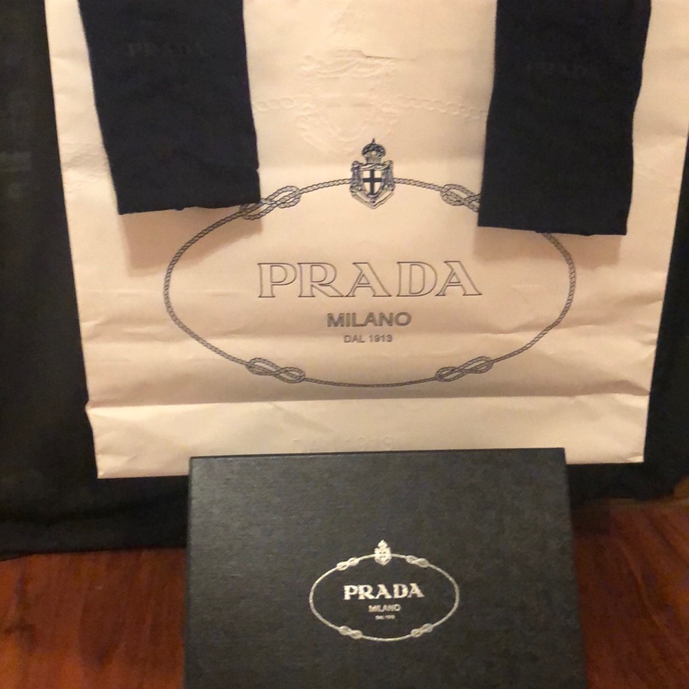 Prada shoe box w/ 2 dust bags & shopping bag